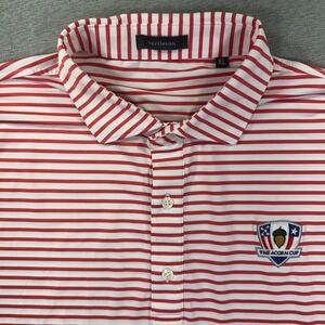 Turtleson Golf Polo Shirt Mens XL Red White Striped The Acorn Cup Performance